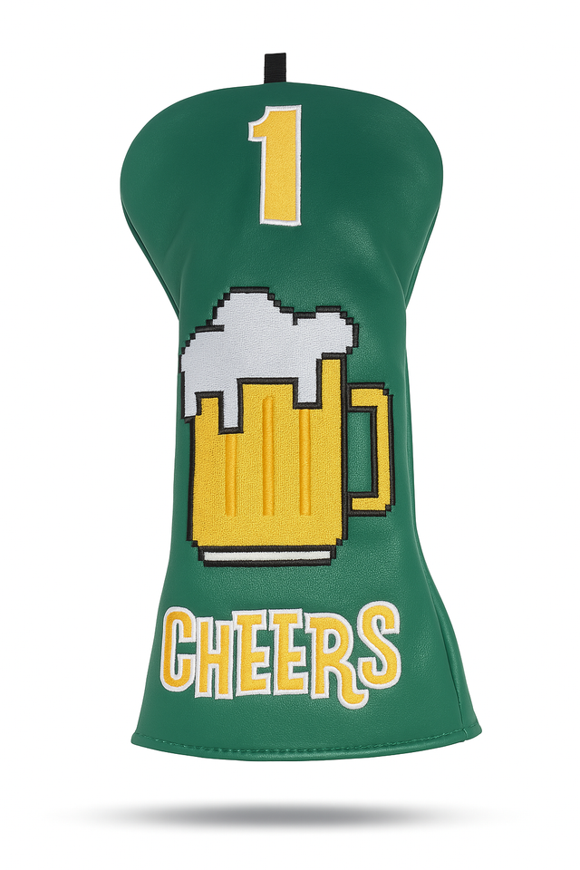 Green PU Beer Embroidery Driver Headcover