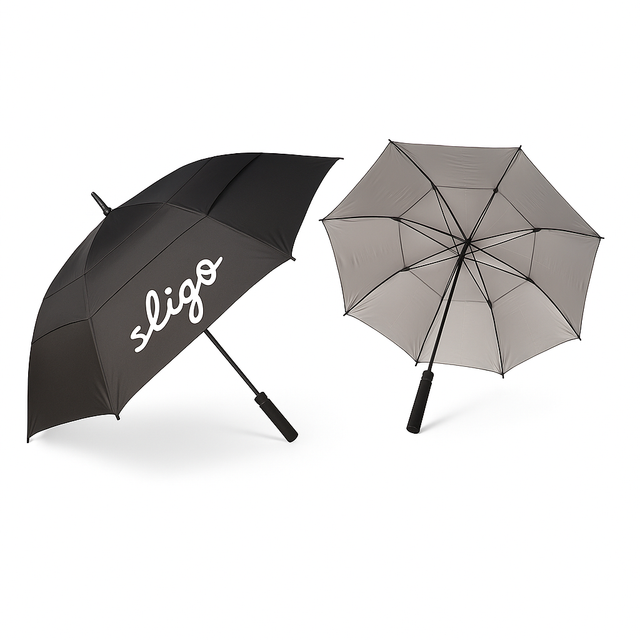 Golf Umbrella – Black, Auto Open, Double Canopy Design