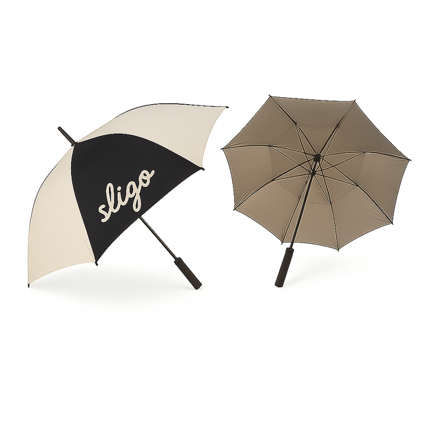 Golf Umbrella – Black/White, Auto Open, Double Canopy Design