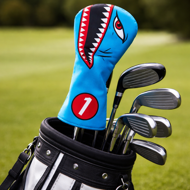 Blue PU Shark Driver Driver Headcover Golf Cover