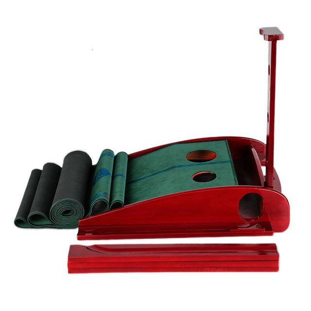 Indoor Golf Trainer Wooden Putting Velvet Mat