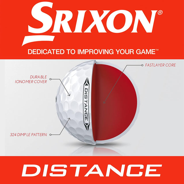 Srixon Distance Soft Golf Balls | White | Pack of 12 Balls