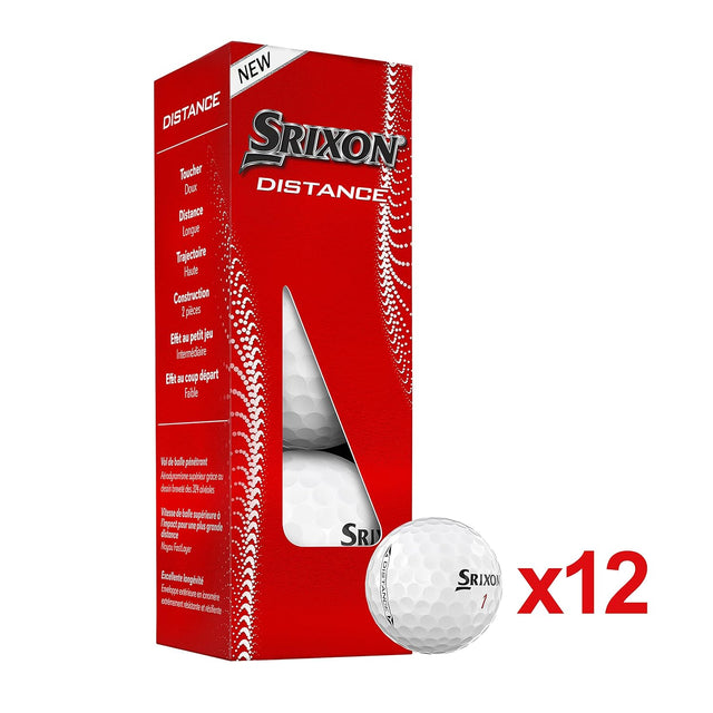 Srixon Distance Soft Golf Balls | White | Pack of 12 Balls