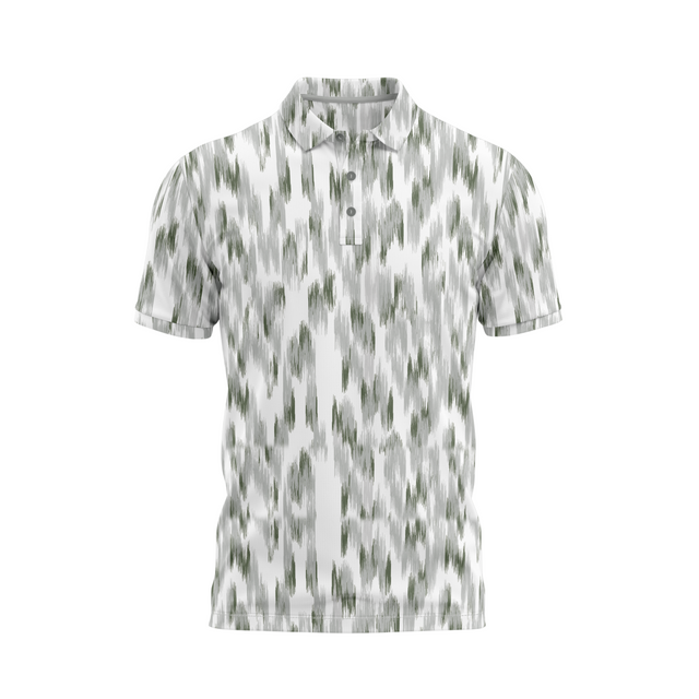 Men's Abstract Art Golf Polo - White/Green