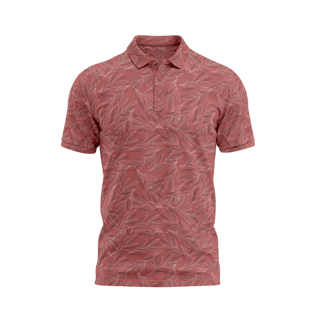 Men's Leaf Printed Golf Polo - Blush