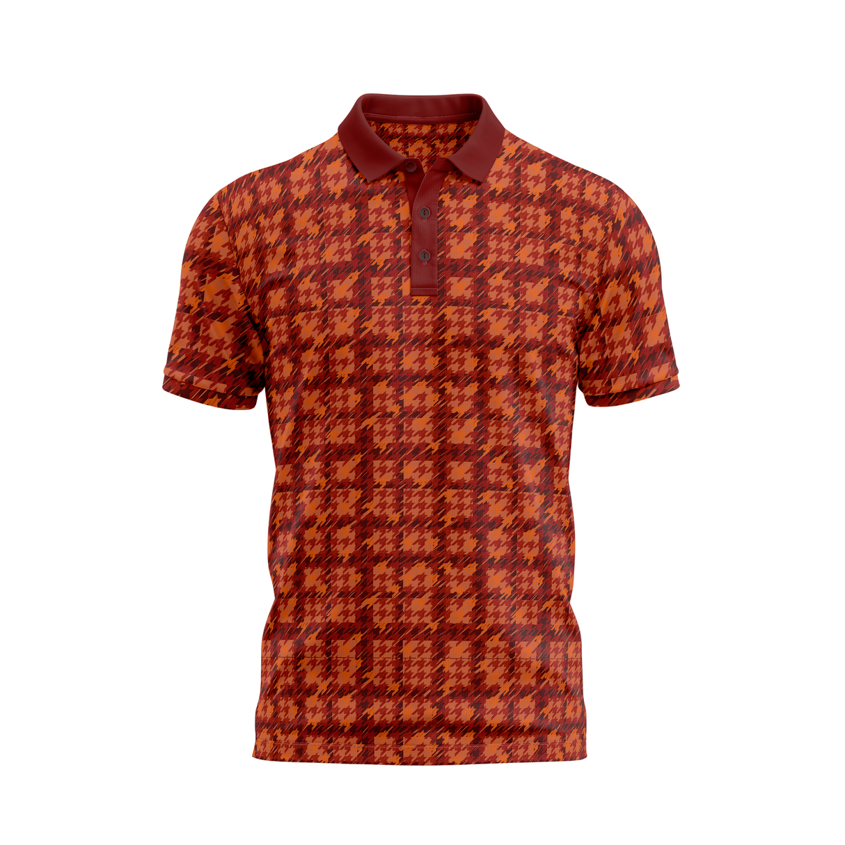 Men's Geometric Printed Golf Polo - Red