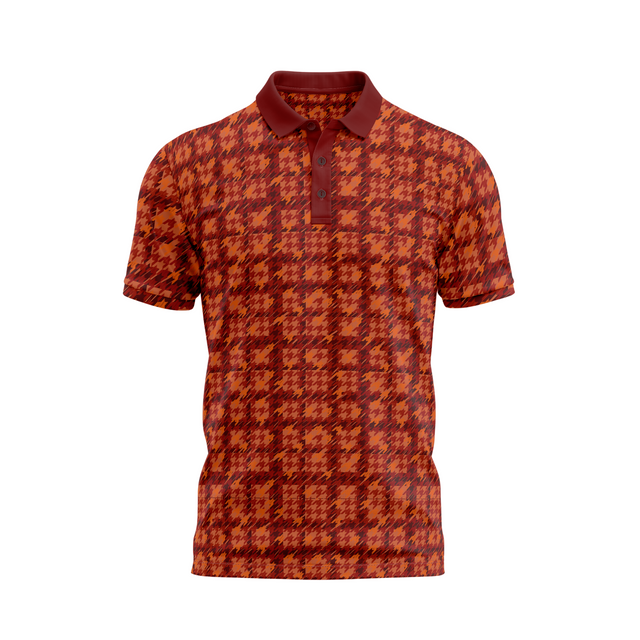 Men's Geometric Printed Golf Polo - Red
