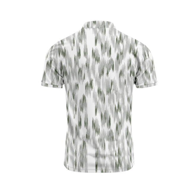 Men's Abstract Art Golf Polo - White/Green