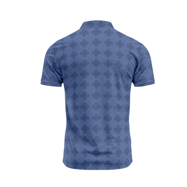 Men's Box Printed Golf Polo - Light Blue
