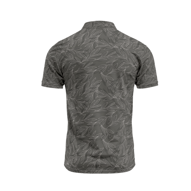 Men's Leaf Printed Golf Polo - Dark Grey