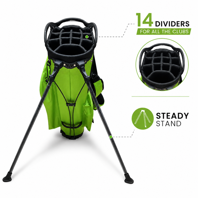 Greg Norman 14 Way Divider Water Repellent and Lightweight Golf Stand Bag