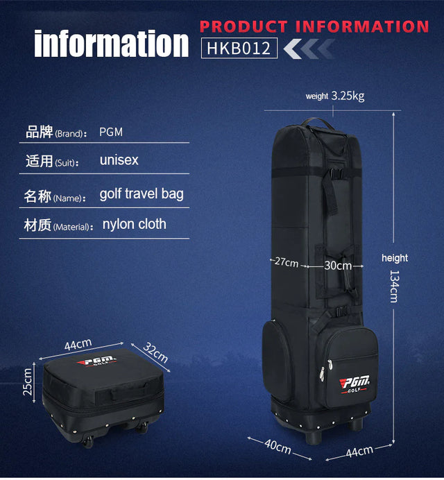 HKB012 Durable Nylon Waterproof Black Golf Travel Cover