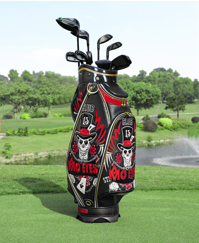 QB112 Abstract Black Red Embroidered Cart Bag