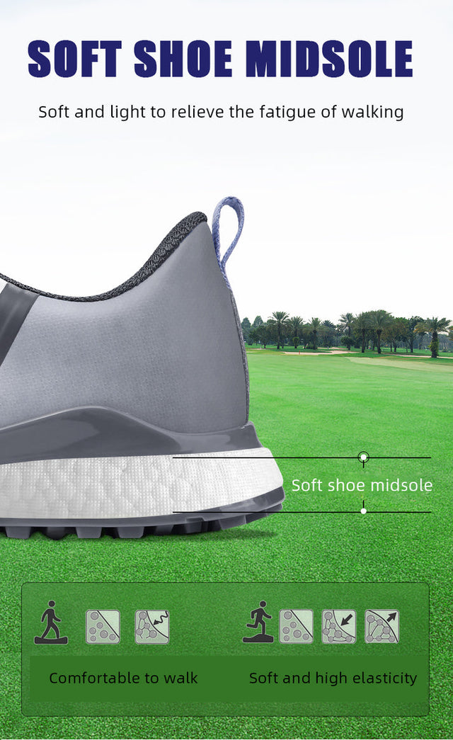 Men’s Waterproof Golf Shoes – Anti-Slip, Soft Sole, Knob Laces