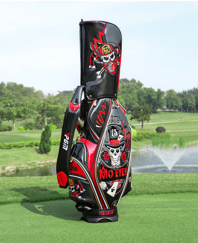 QB112 Abstract Black Red Embroidered Cart Bag