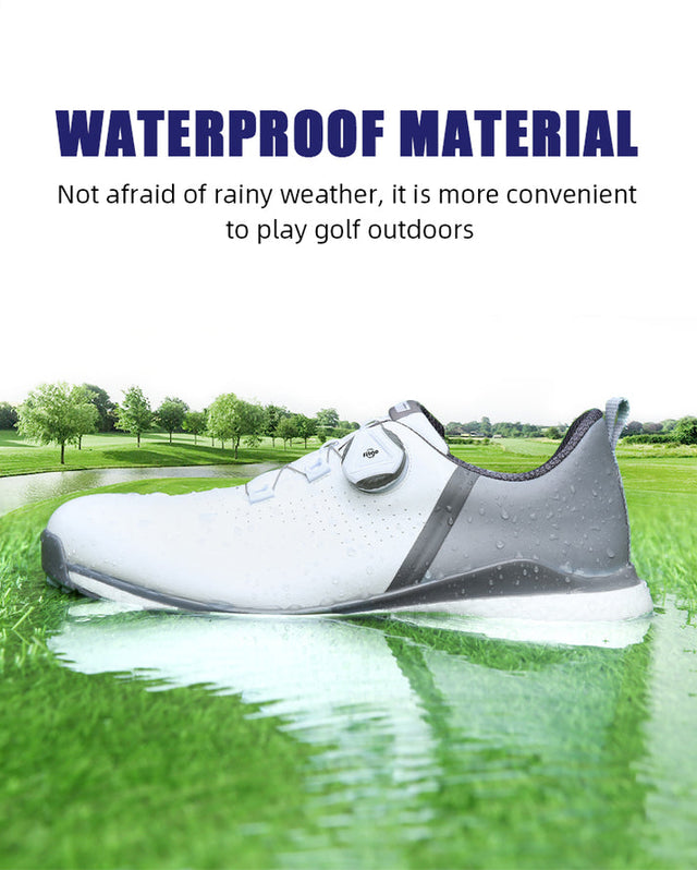 Men’s Waterproof Golf Shoes – Anti-Slip, Soft Sole, Knob Laces