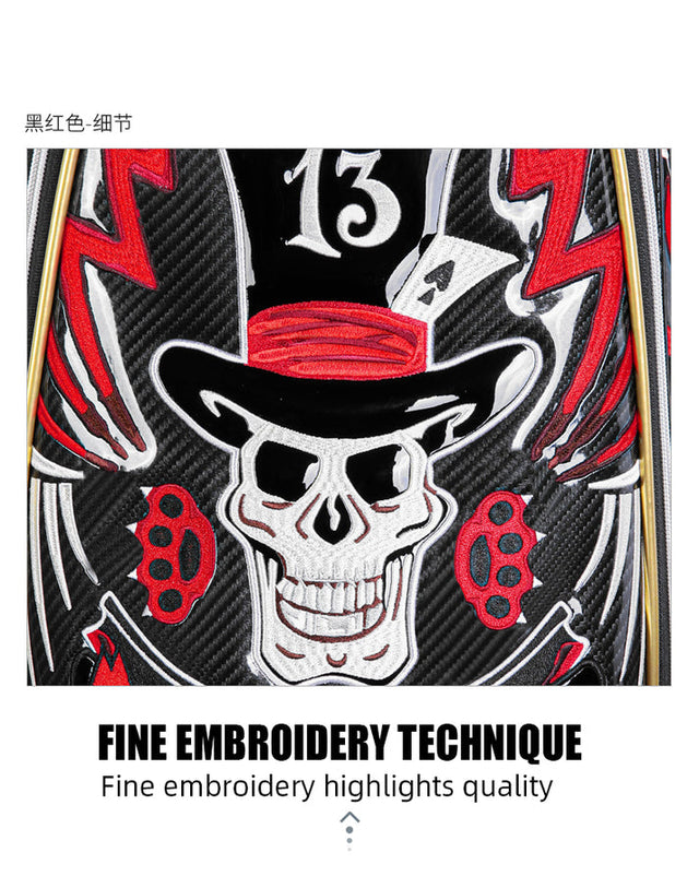 QB112 Abstract Black Red Embroidered Cart Bag