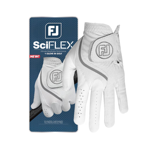 SciFlex Men's Golf Glove-Pearl/White