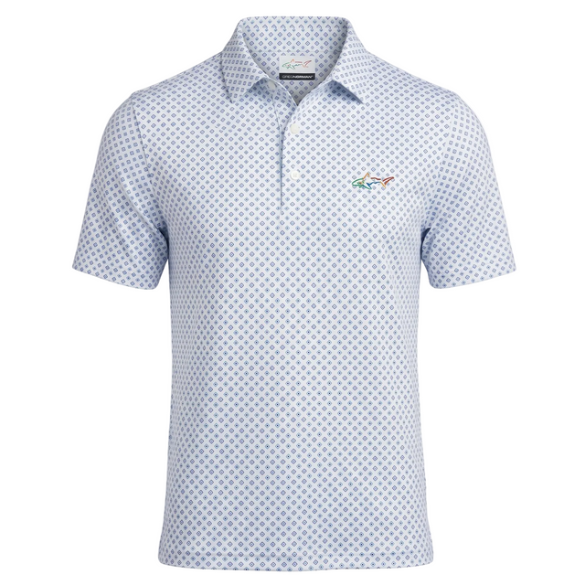 Men's White Diamond Golf Polo