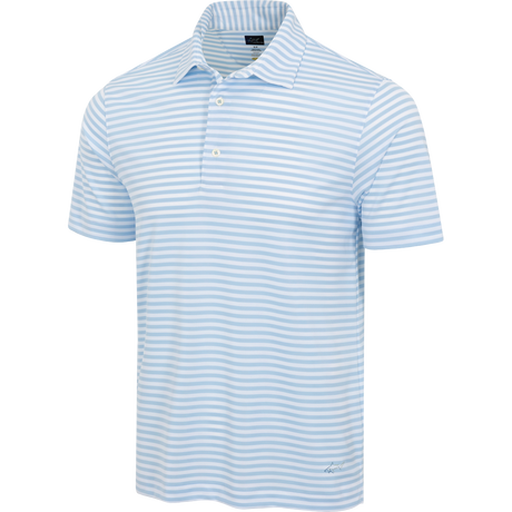 ML75 Recycled Microlux Yarn-Dye Stripe Golf Polo - Blue Heather
