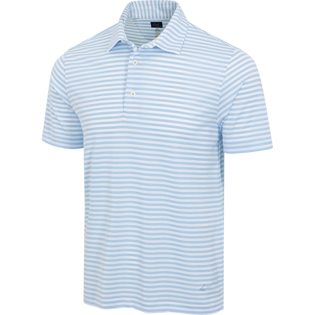 ML75 Recycled Microlux Yarn-Dye Stripe Golf Polo - Blue Heather