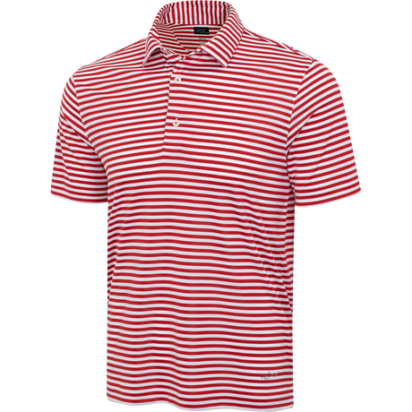 ML75 Recycled Microlux Yarn-Dye Stripe Golf Polo - Red Heather