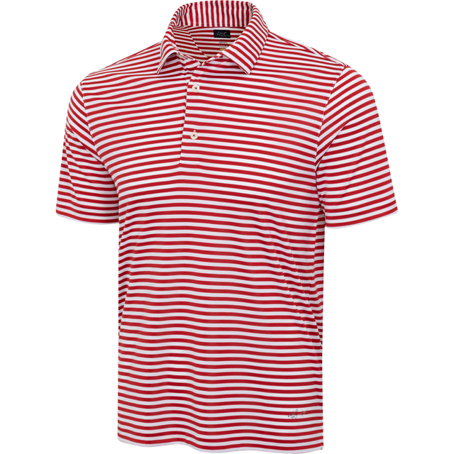 ML75 Recycled Microlux Yarn-Dye Stripe Golf Polo - Red Heather