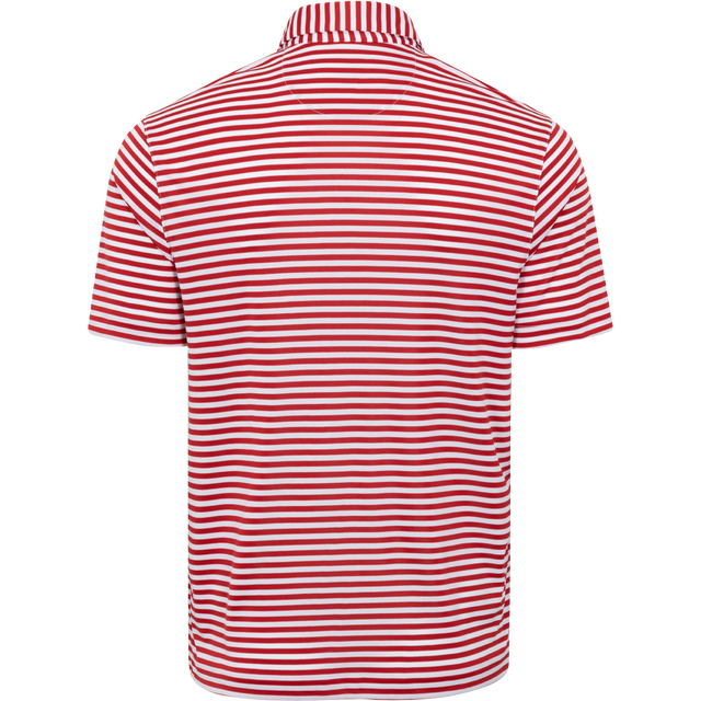 ML75 Recycled Microlux Yarn-Dye Stripe Golf Polo - Red Heather