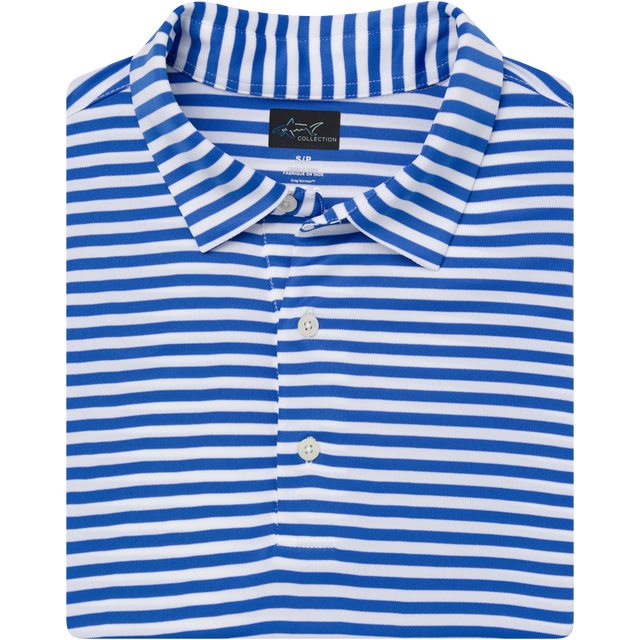 ML75 Recycled Microlux Yarn-Dye Stripe Golf Polo - DP White