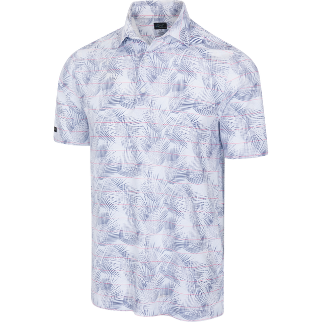 Men's Pearl Grey Leaf Printed Golf Polo T-shirt