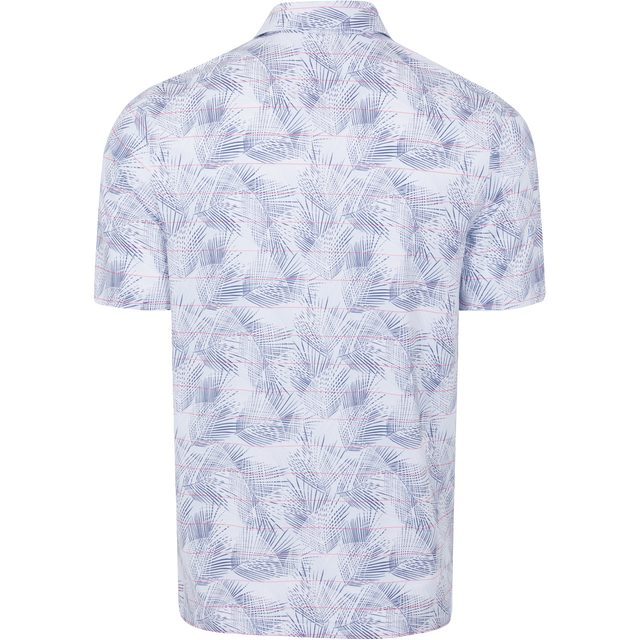 Men's Pearl Grey Leaf Printed Golf Polo T-shirt