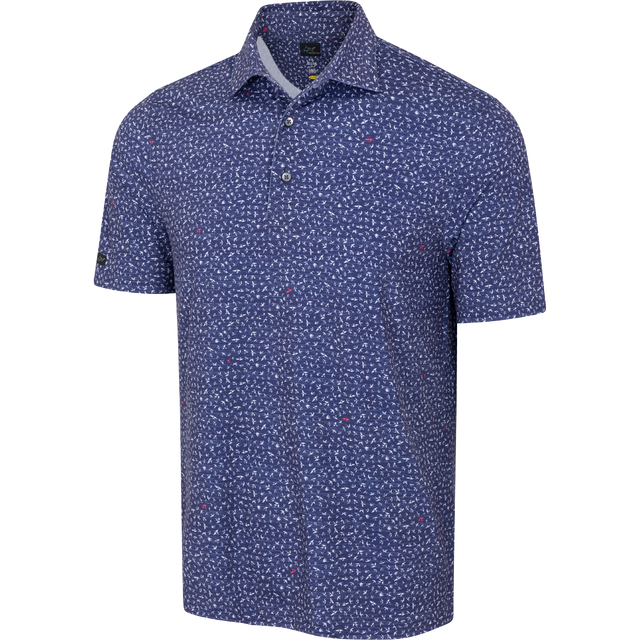 Men's Bird Printed Navy Golf Polo