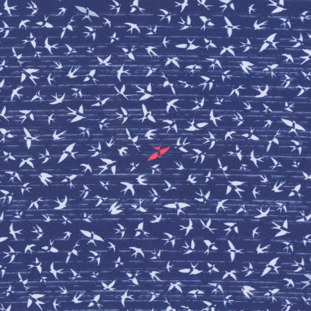 Men's Bird Printed Navy Golf Polo