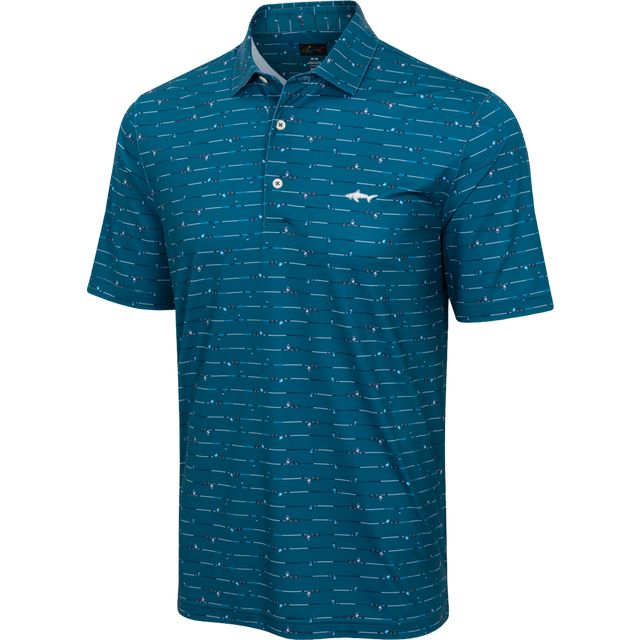 Men's ML75 Golf Club Stripe Printed Polo - Vivid Teal
