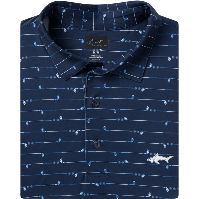 Men's ML75 Golf Club Stripe Printed Polo - Navy