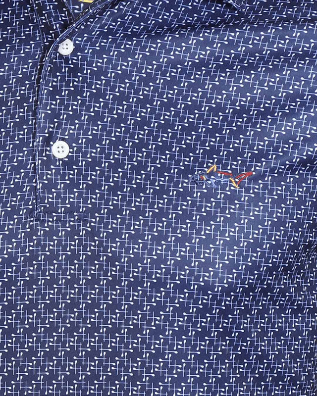 Navy Print Polo T shirt