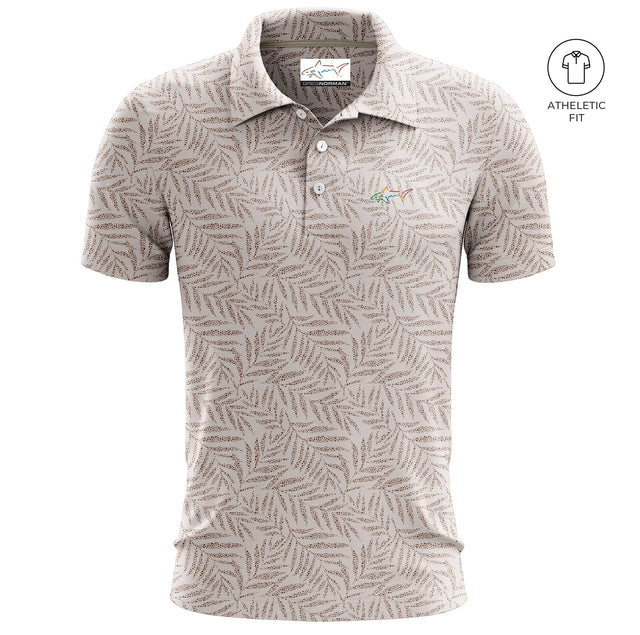 Men's Desert Palm Print Golf Athletic Fit Golf Polo