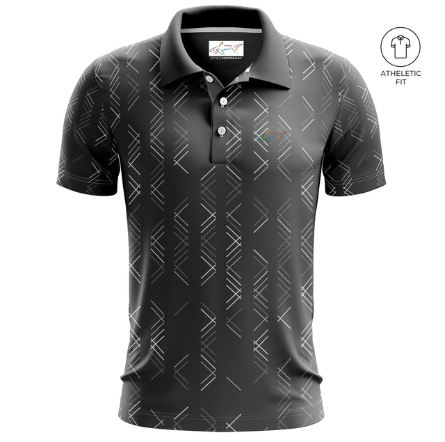 Men's Graphical Trail Golf Athletic Fit Golf Polo - Black