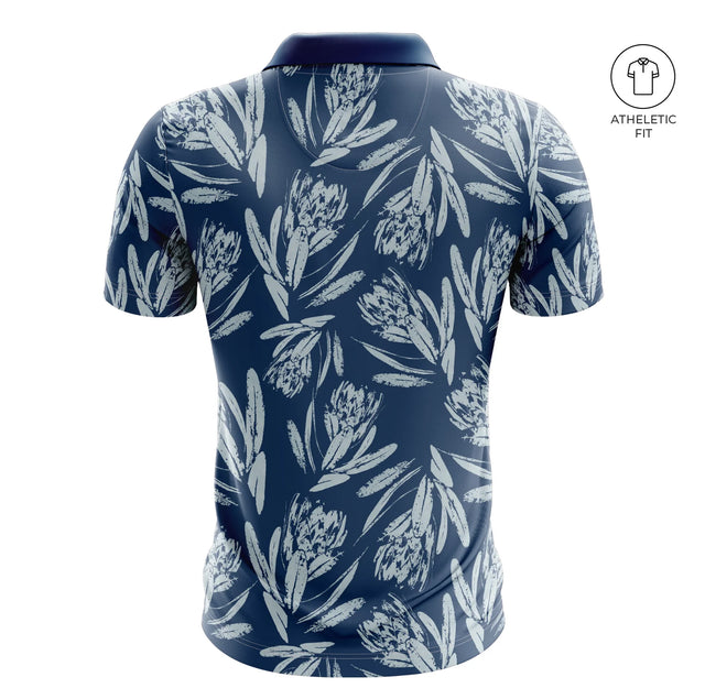 Men's Midnight Drive Golf Athletic Fit Golf Polo - Pastry Blue