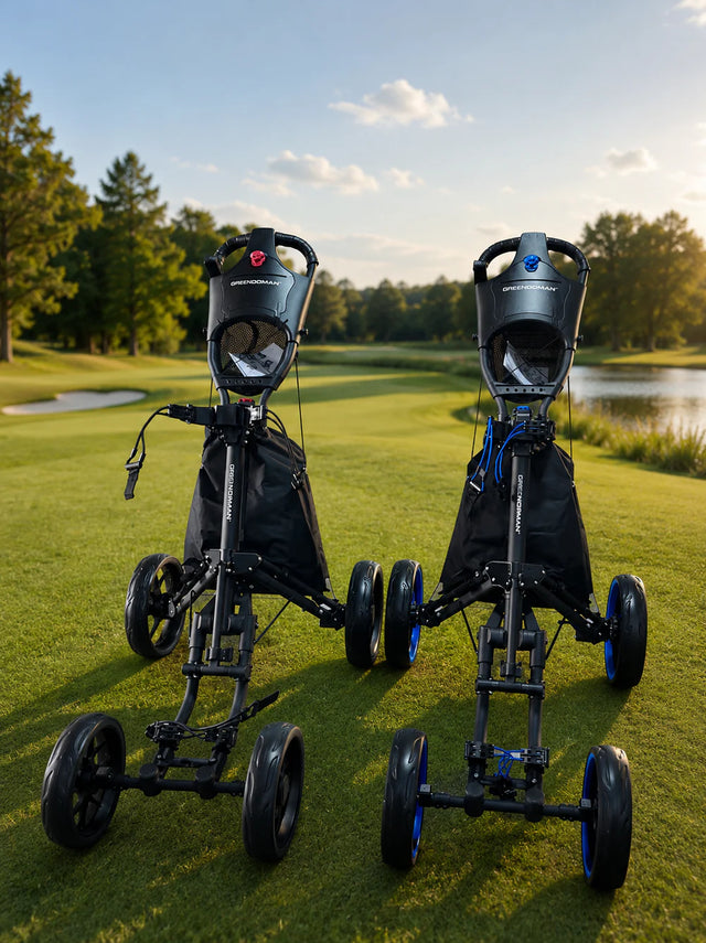 Greg Norman ONE Pro One-Click Folding 4-Wheel Golf Push Trolley