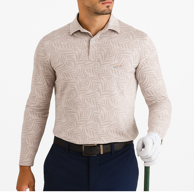 Men's Stretchable Printed Full Sleeve Golf Polo