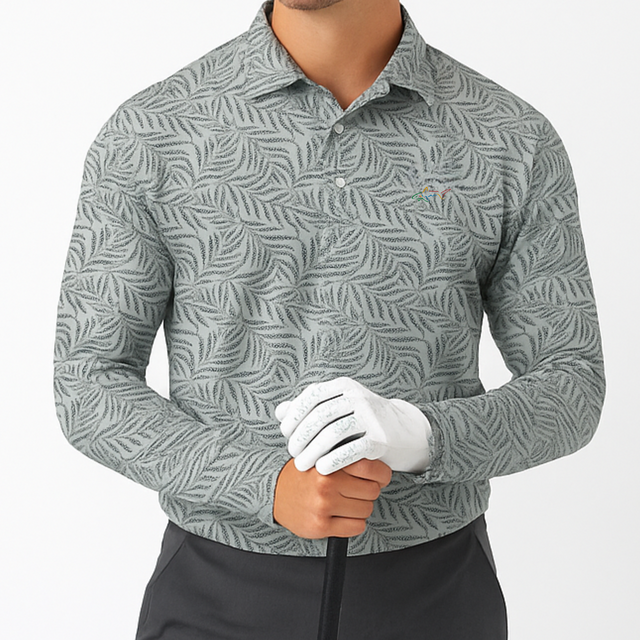 Men's Stretchable Printed Full Sleeve Golf Polo