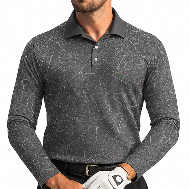 Men's Stretchable Printed Full Sleeve Golf Polo