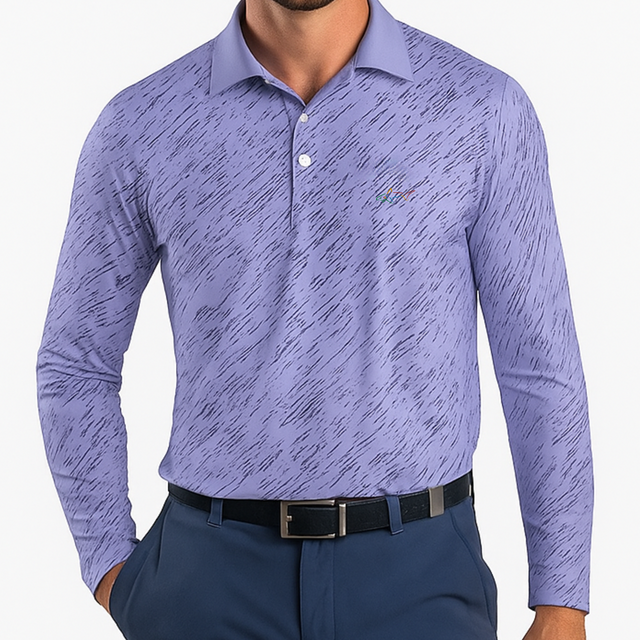 Men's Stretchable Printed Full Sleeve Golf Polo