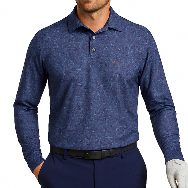 Men's Stretchable Printed Full Sleeve Golf Polo