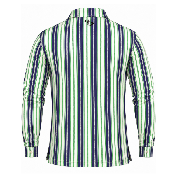 Men’s Vertical Stripe Performance Long Sleeve Golf Polo
