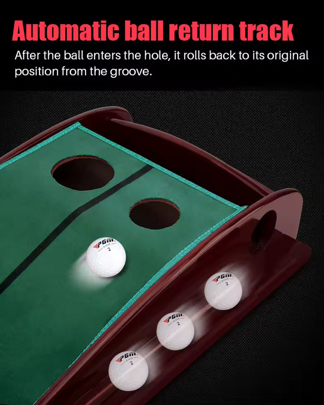 Indoor Golf Trainer Wooden Putting Velvet Mat