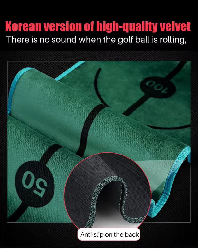Indoor Golf Trainer Wooden Putting Velvet Mat