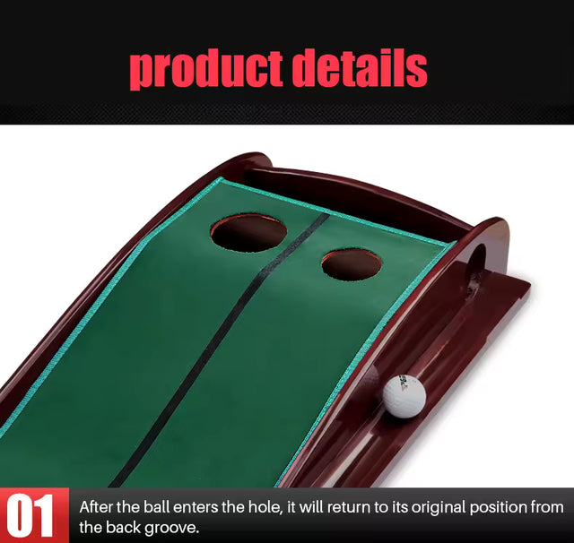 Indoor Golf Trainer Wooden Putting Velvet Mat