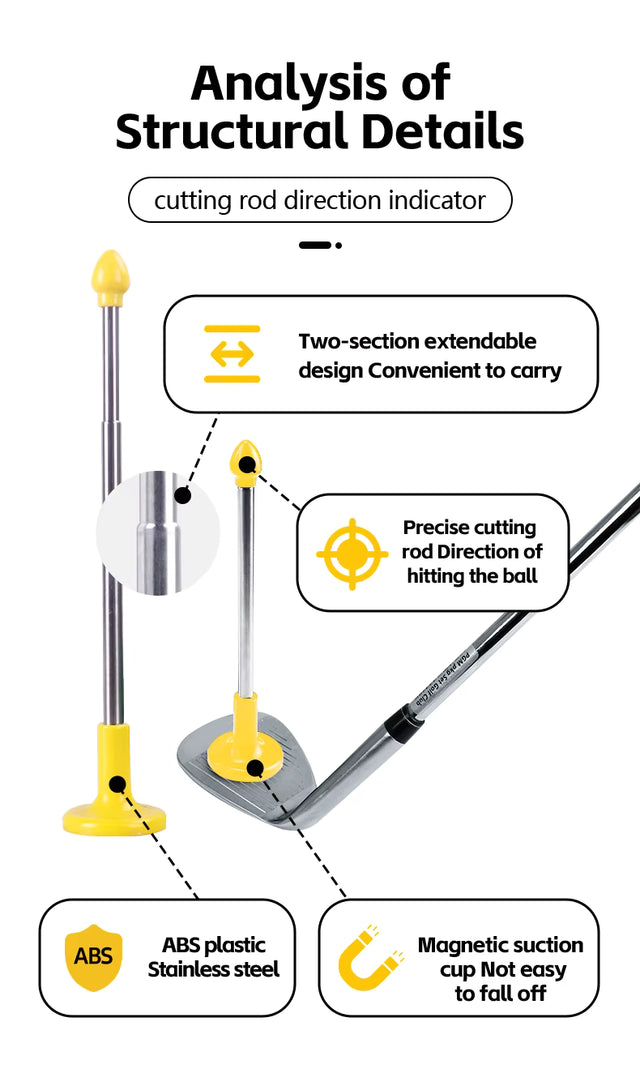 Golf Cutter Direction Indicator Swing Trainer Portable Magnetic Stainless Steel Golf Club Alignment Stick Correct Aim Lie Angle